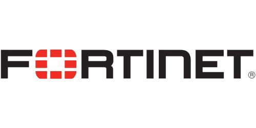 Fortinet logo displayed on a white background, featuring a stylized red and black design.