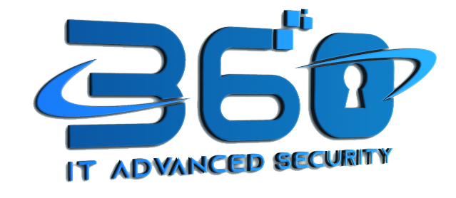 Logo of 360 Advanced Security featuring a shield and key design, symbolizing protection and cybersecurity.